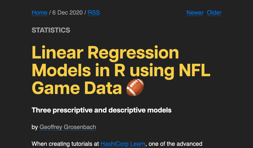 Linear Regression Models in R using NFL Game Data ๐ Linear Regression Models in R using NFL Game Data ๐