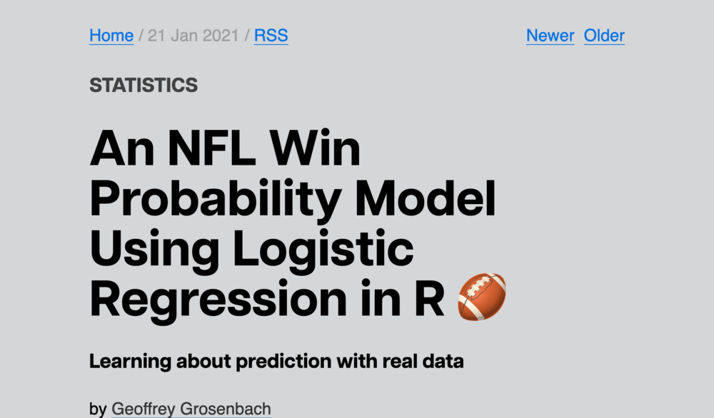 An NFL Win Probability Model Using Logistic Regression in R ๐ An NFL Win Probability Model Using Logistic Regression in R ๐