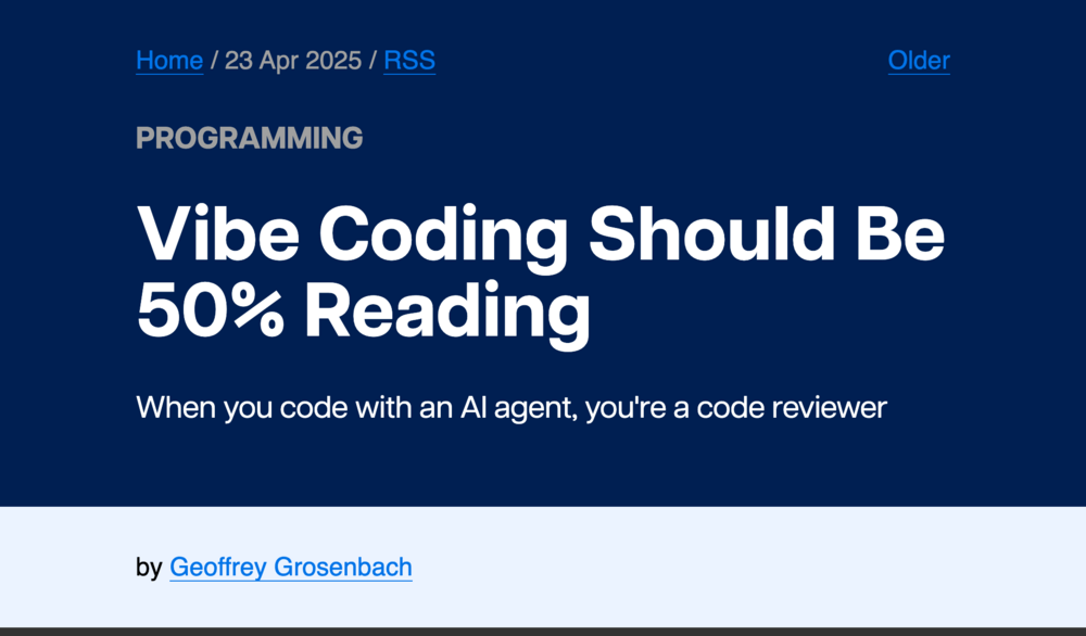 Vibe Coding Should Be 50% Reading Vibe Coding Should Be 50% Reading